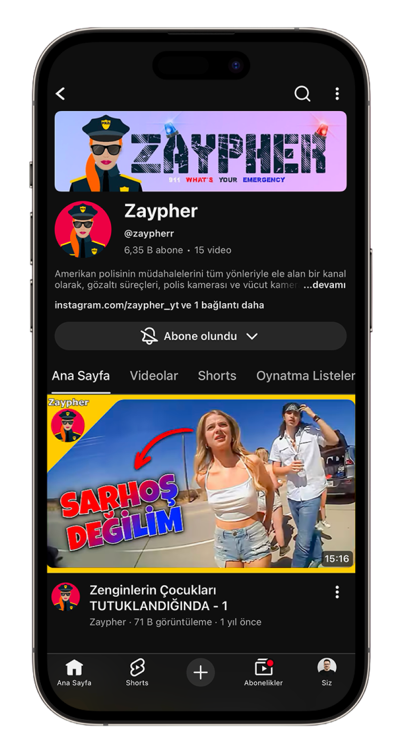 Zaypher YouTube channel viewed on a mobile device