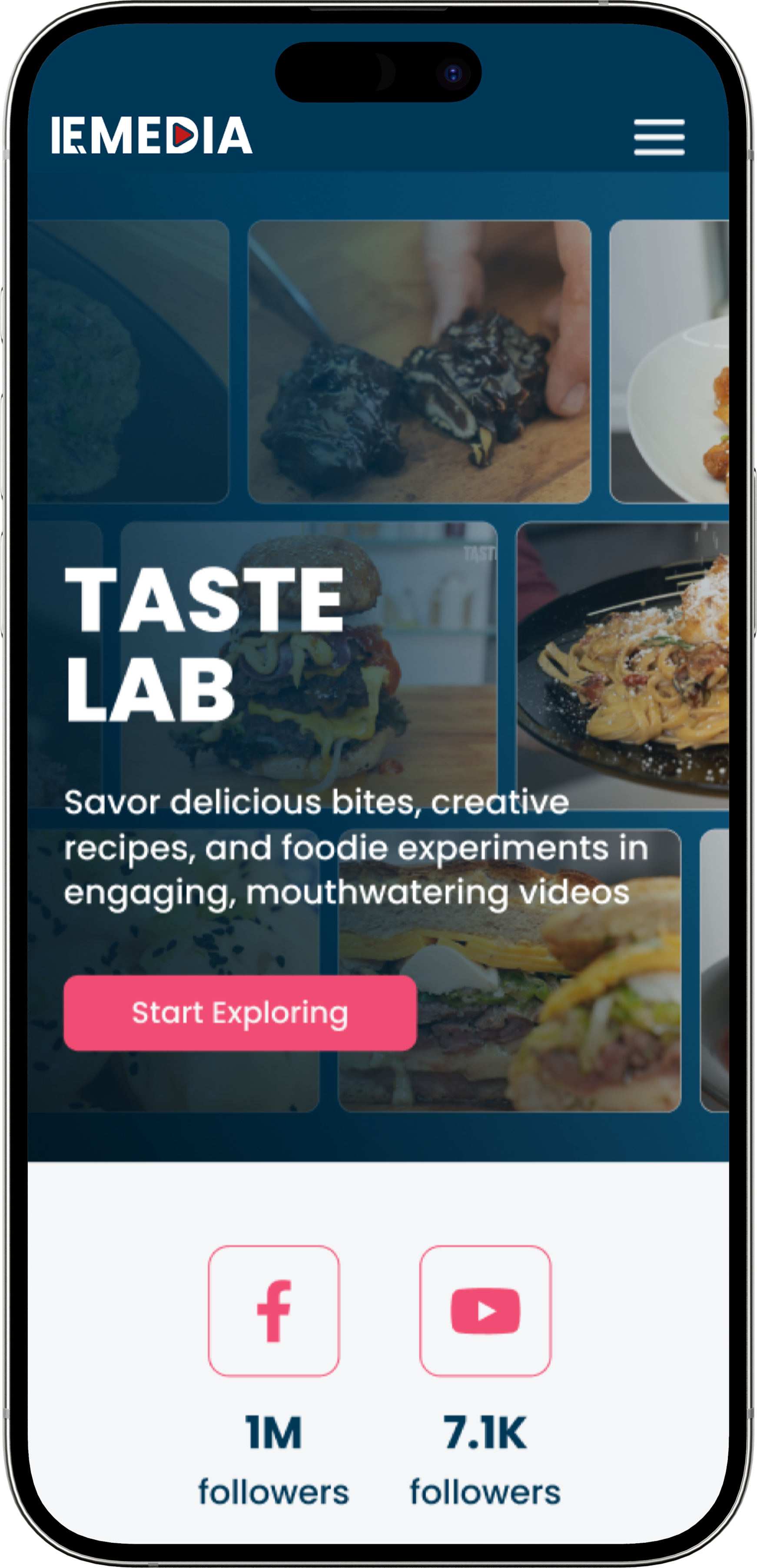 IE Media responsive website shown on a mobile mockup