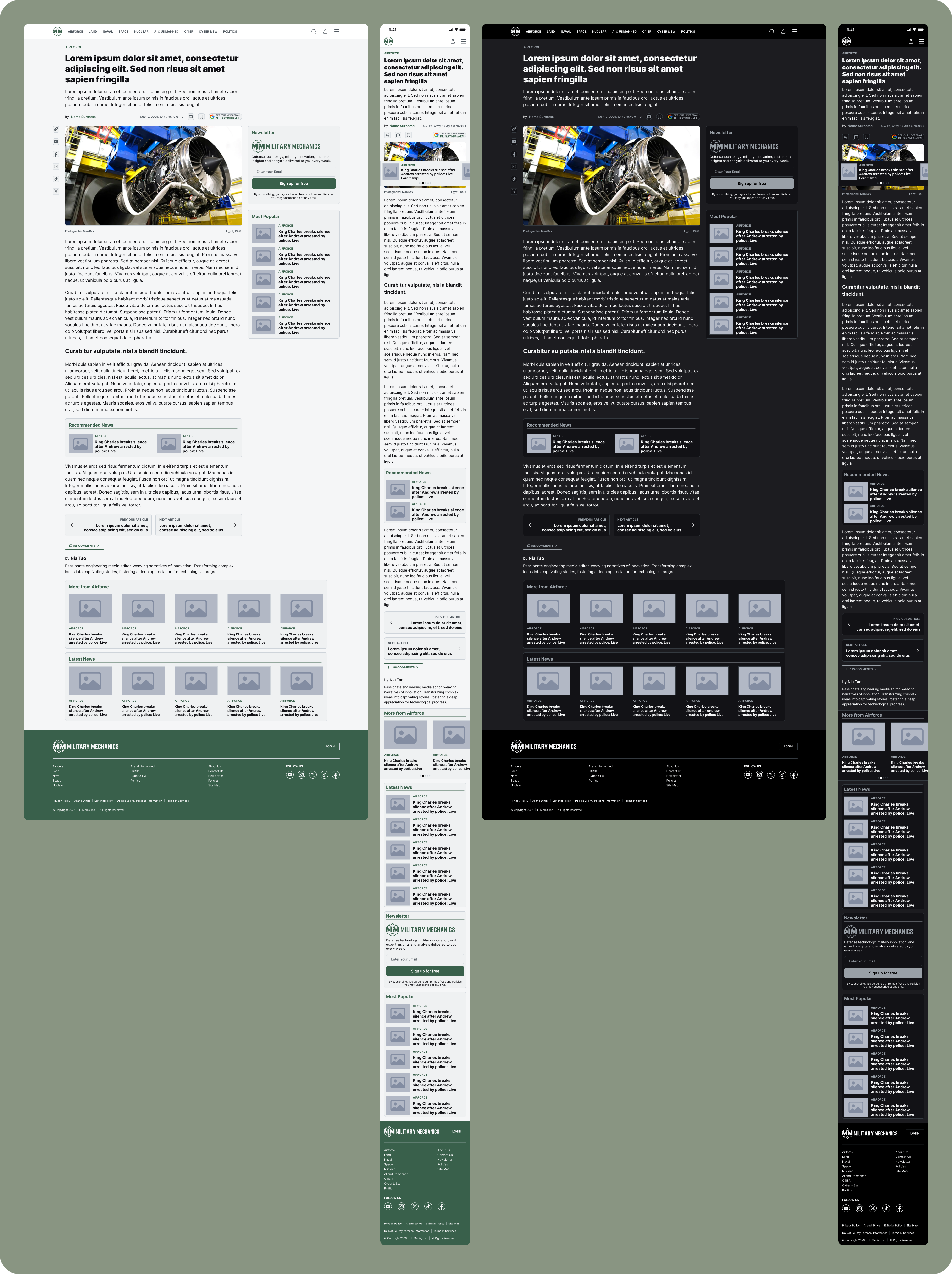 Military Mechanics article page reading experience