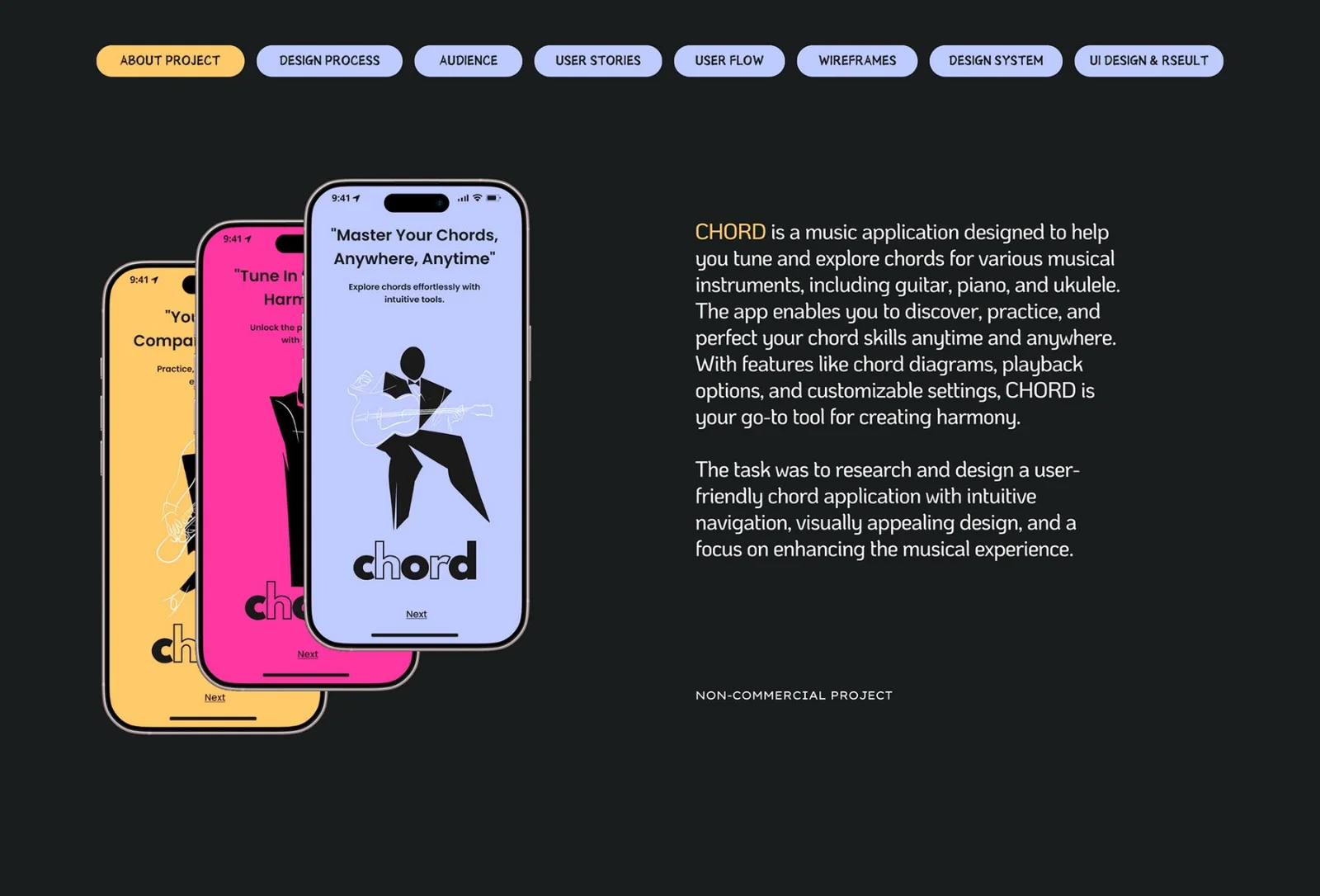 Chord music app UX and UI design, view 2 of 10