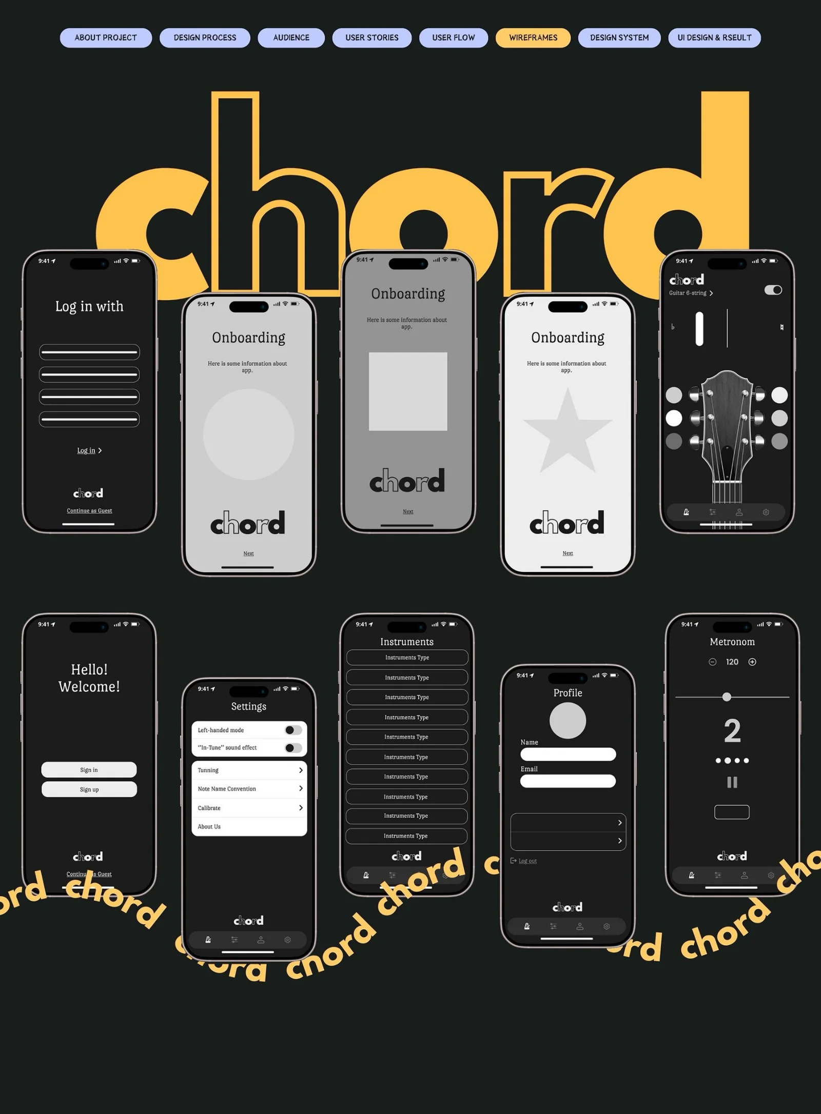 Chord music app UX and UI design, view 7 of 10