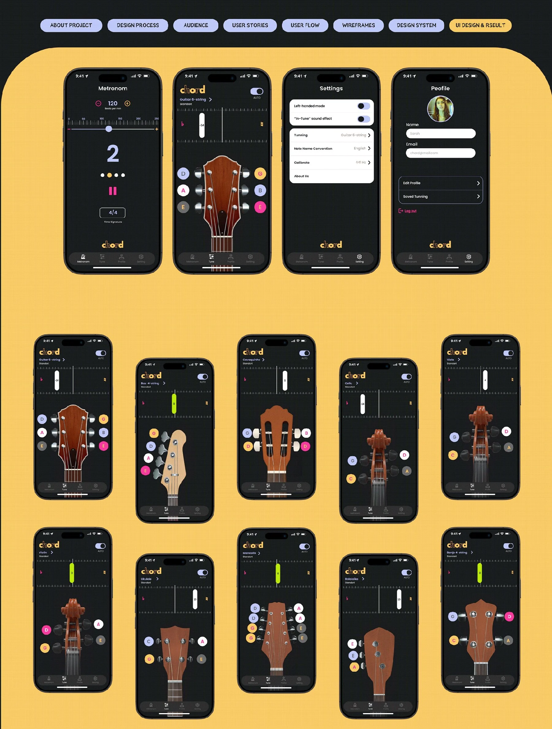 Chord music app UX and UI design, view 9 of 10