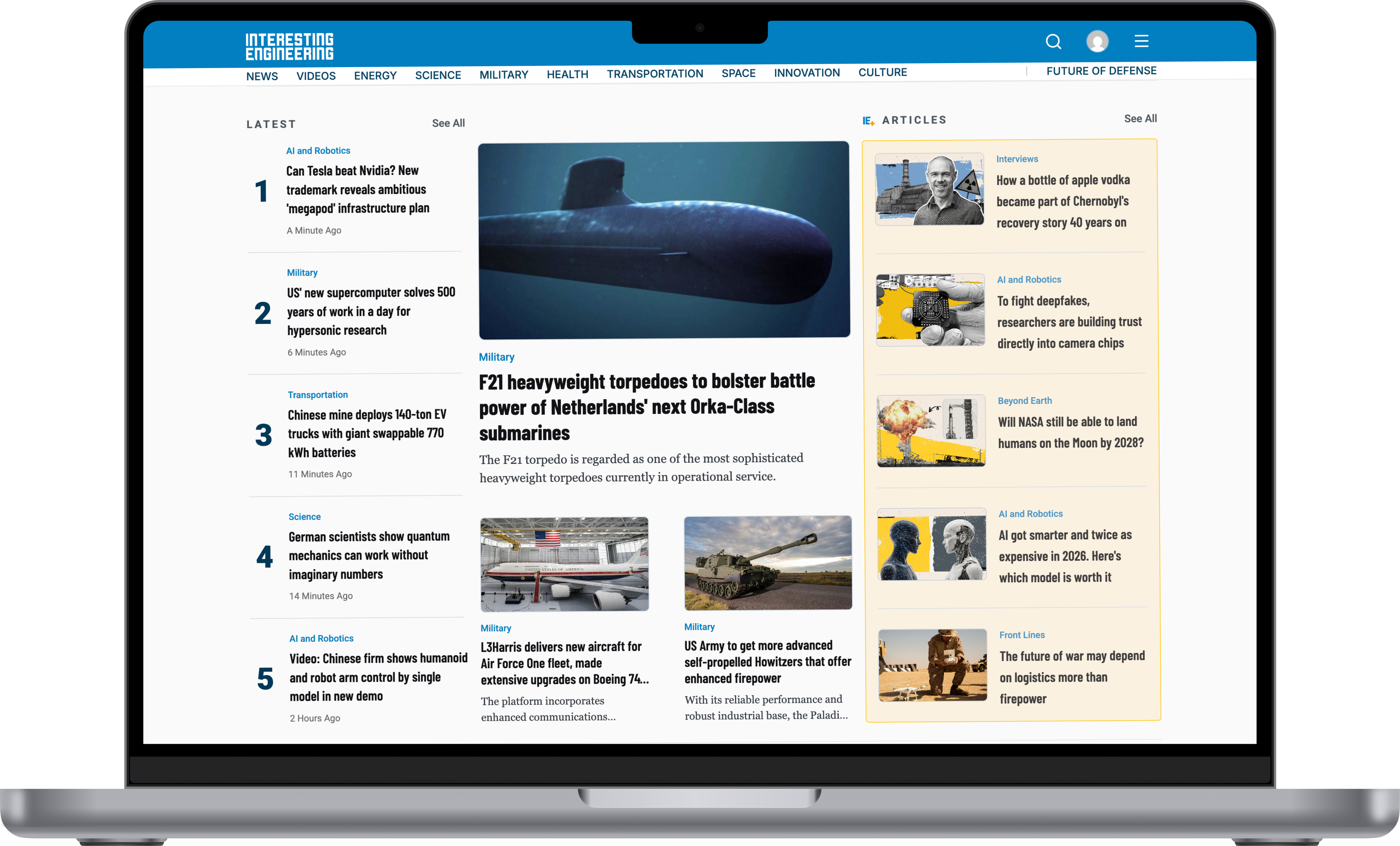 Interesting Engineering website shown on a desktop and mobile mockup