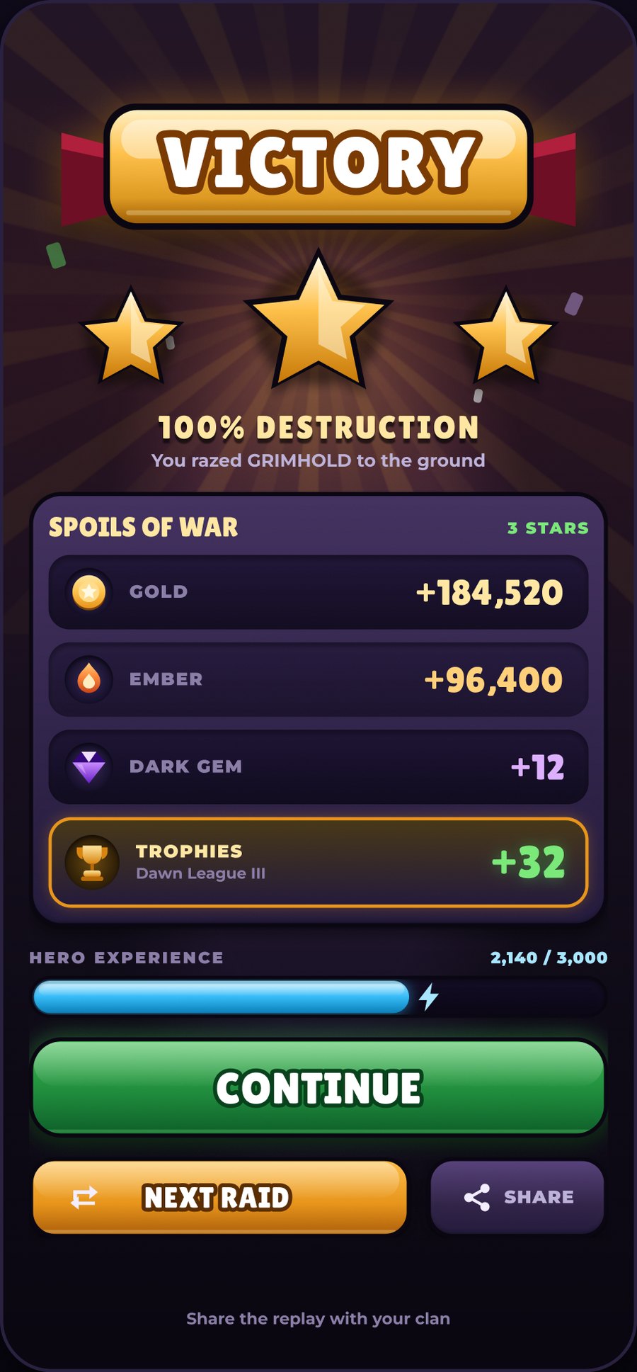Emberfall screen 07, victory