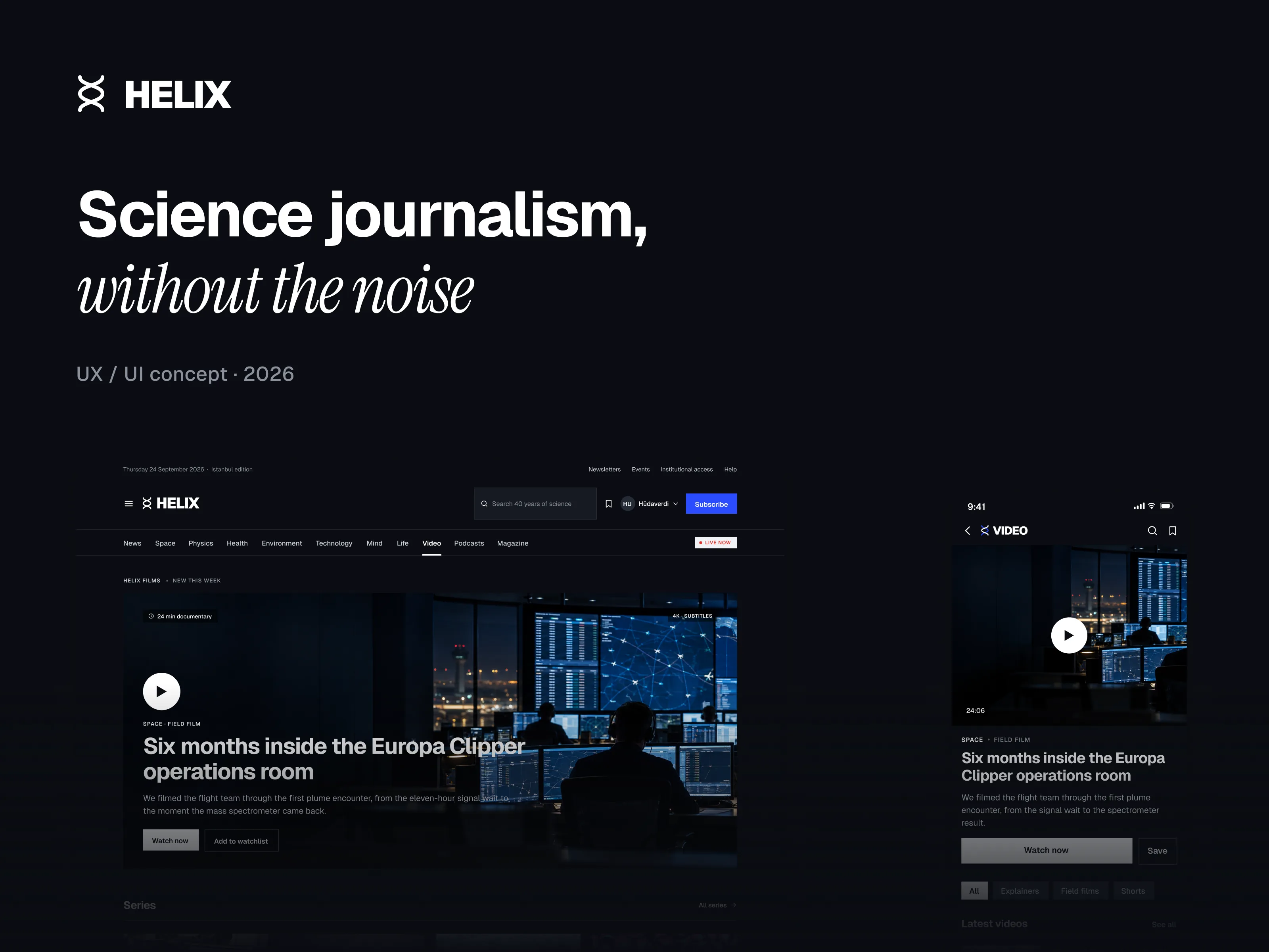 Helix, a science news platform concept