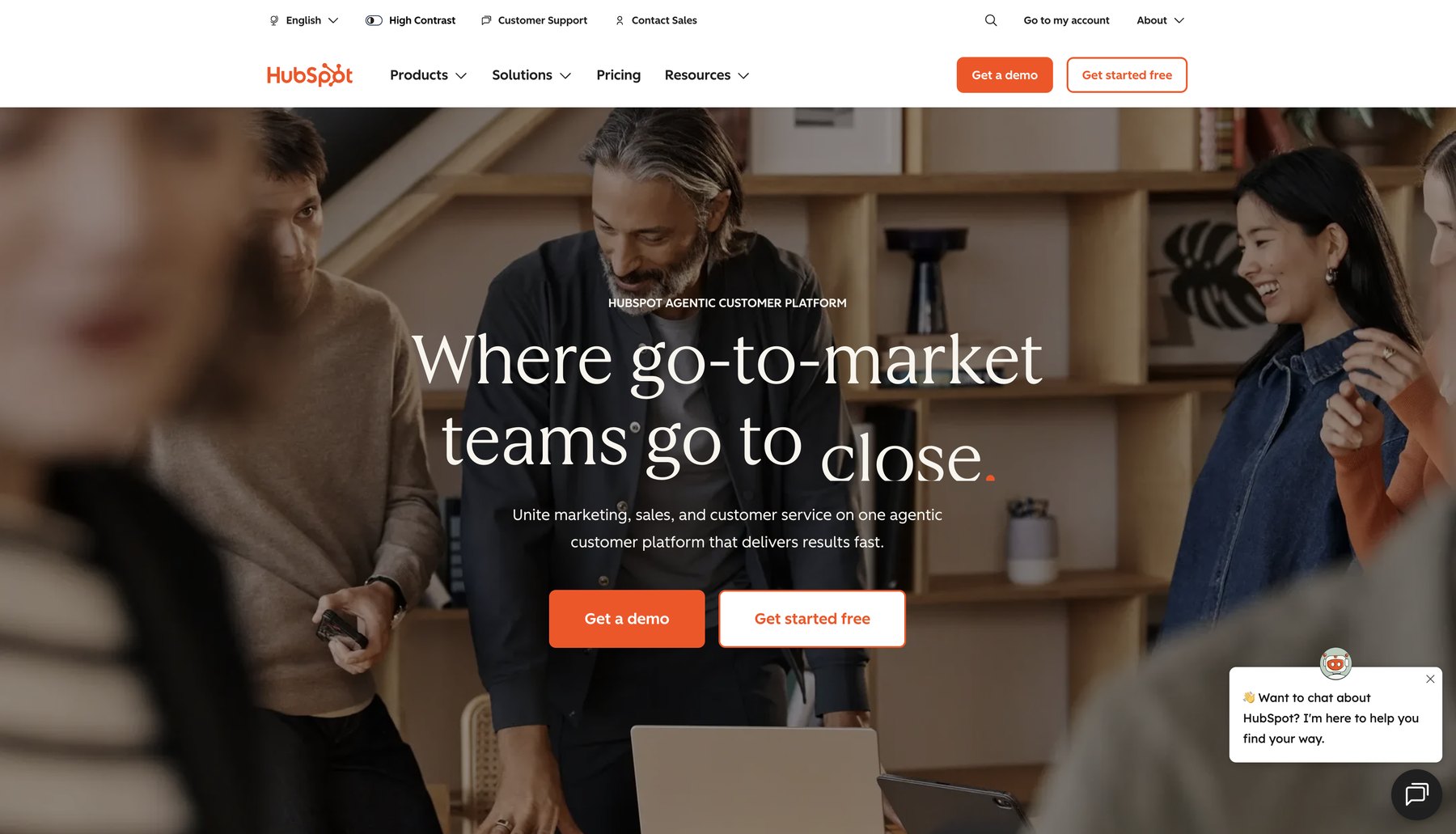 HubSpot platform homepage