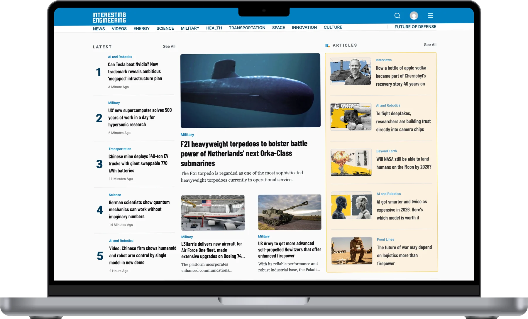 Interesting Engineering website shown on a desktop and mobile mockup