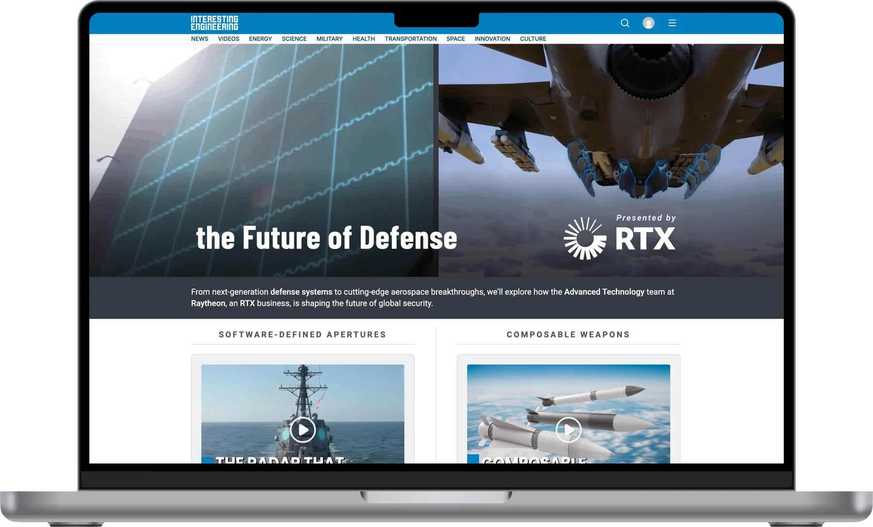 A sponsored Interesting Engineering campaign page presented by RTX