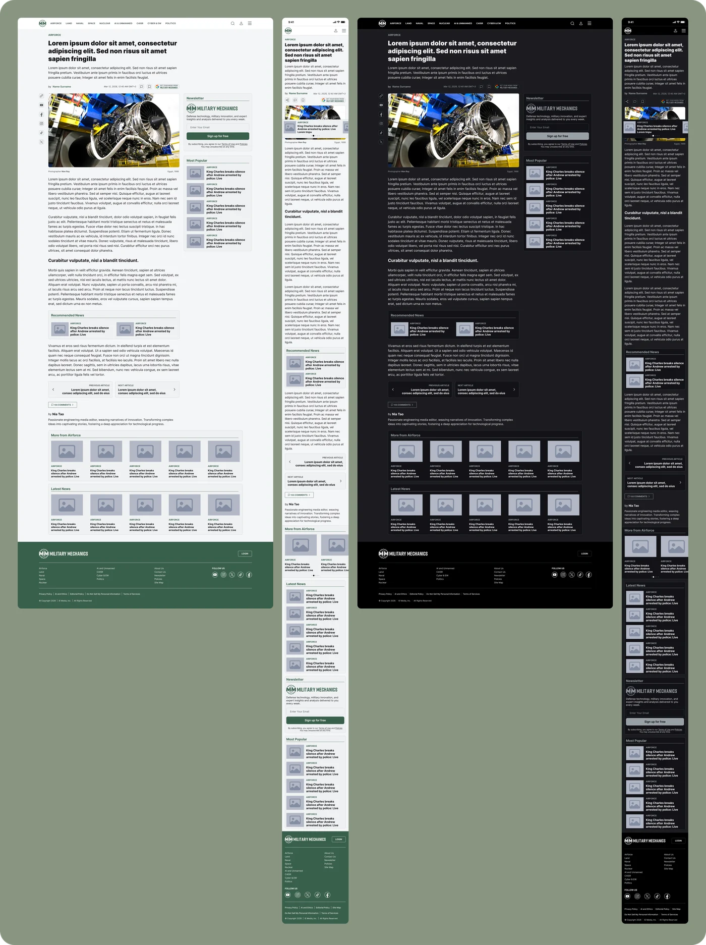 Military Mechanics article page reading experience