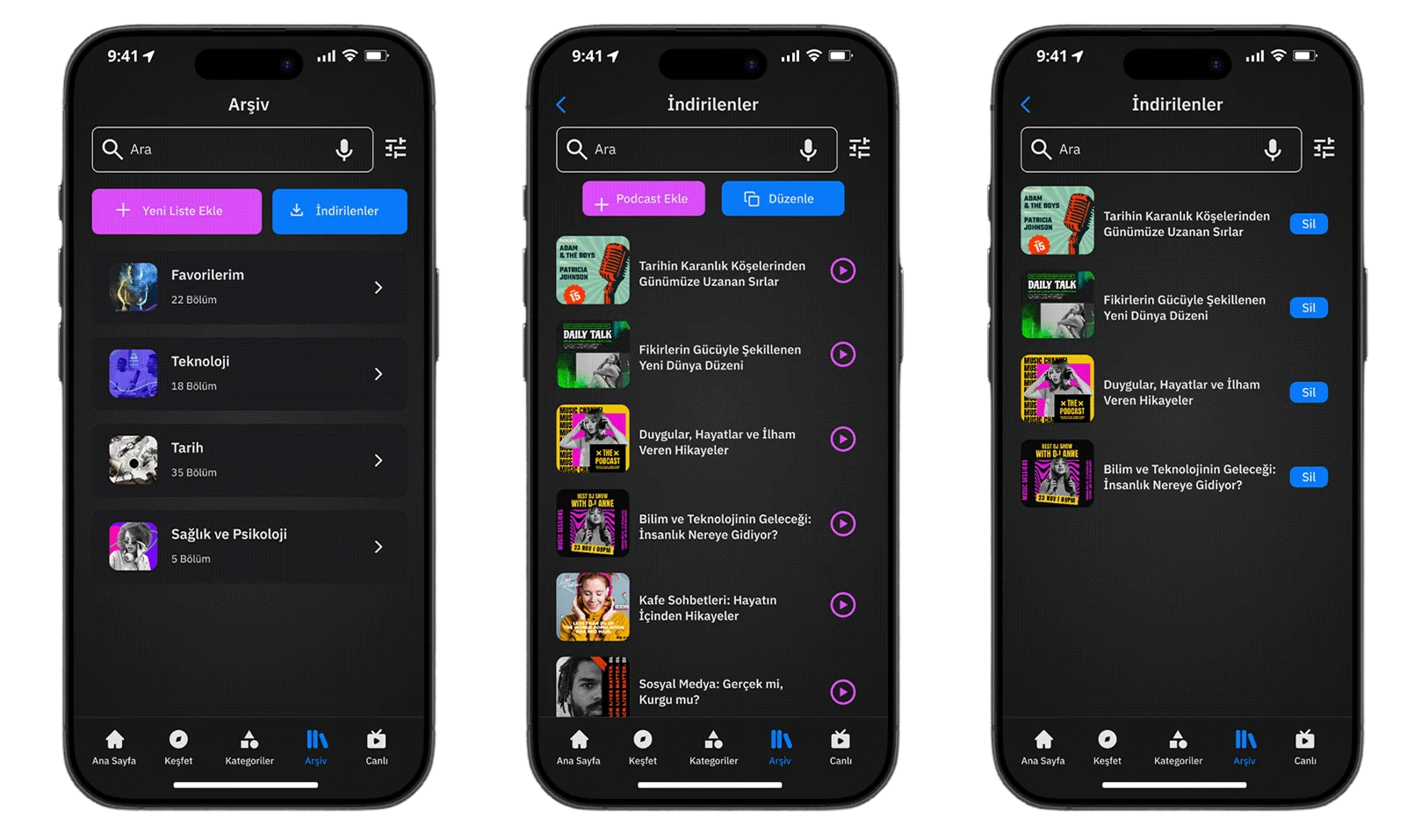 Podio archive screen