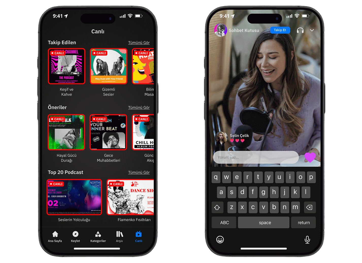 Podio live screen