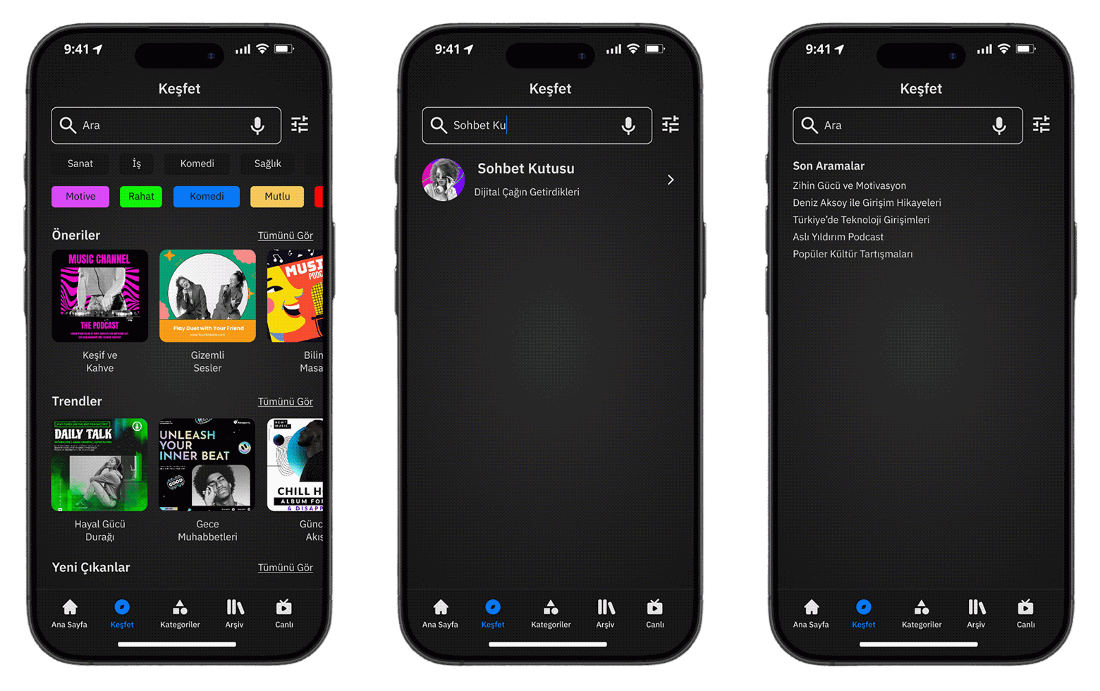 Podio Discover screen