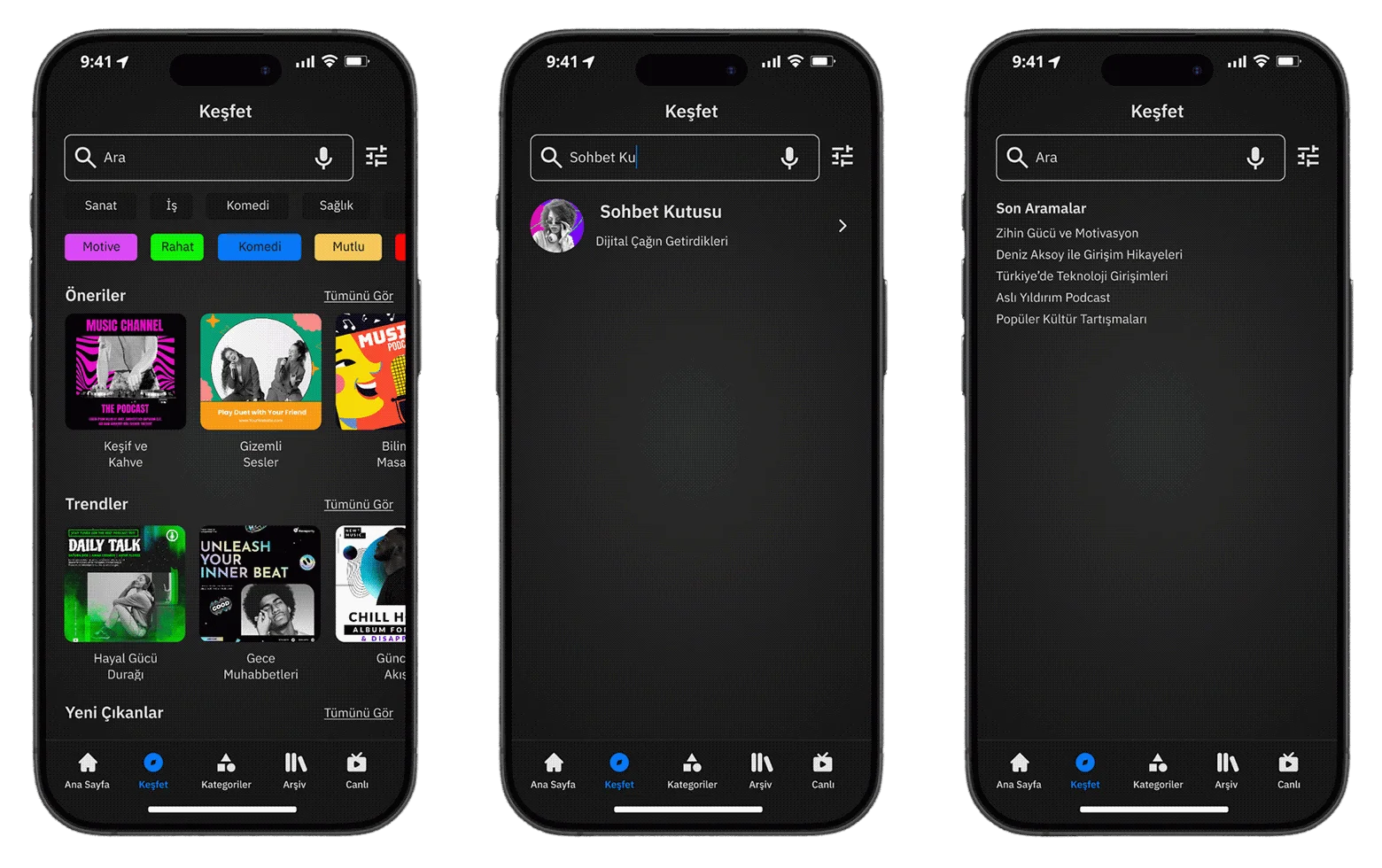 Podio Discover screen