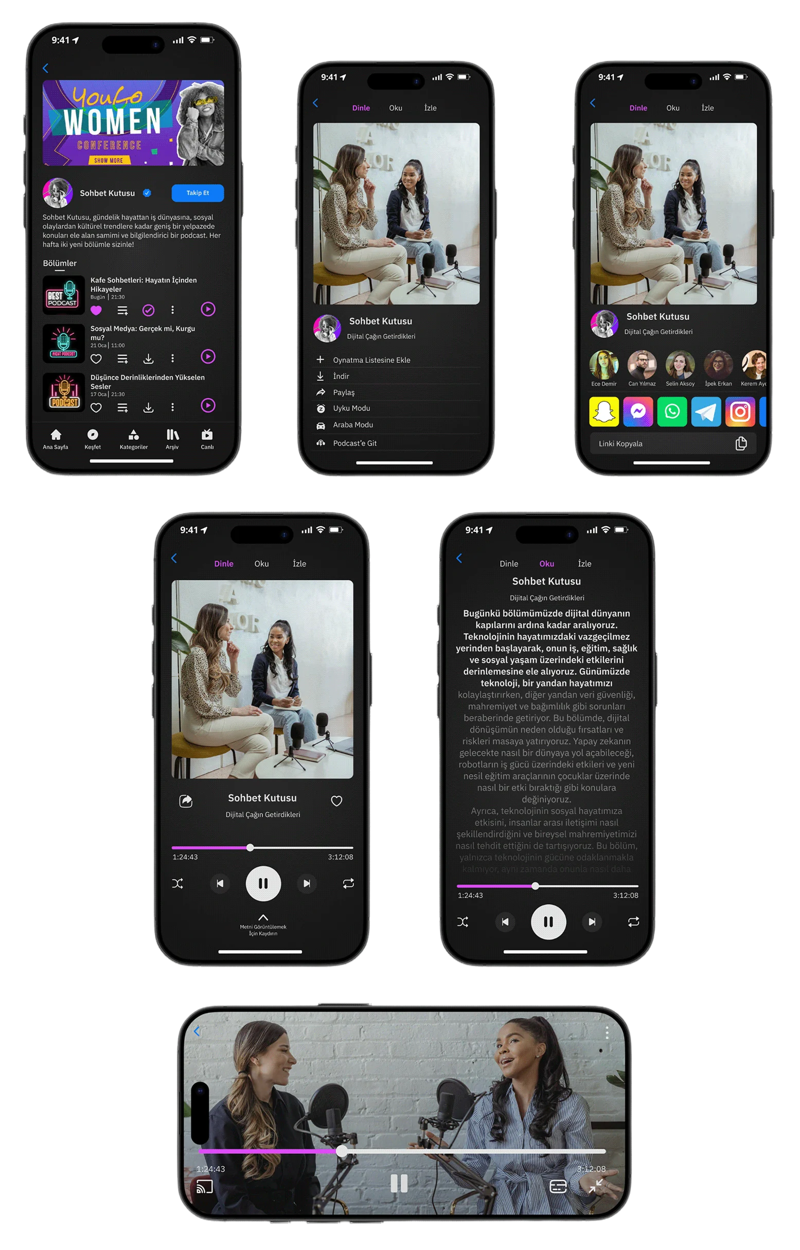 Podio podcast screens
