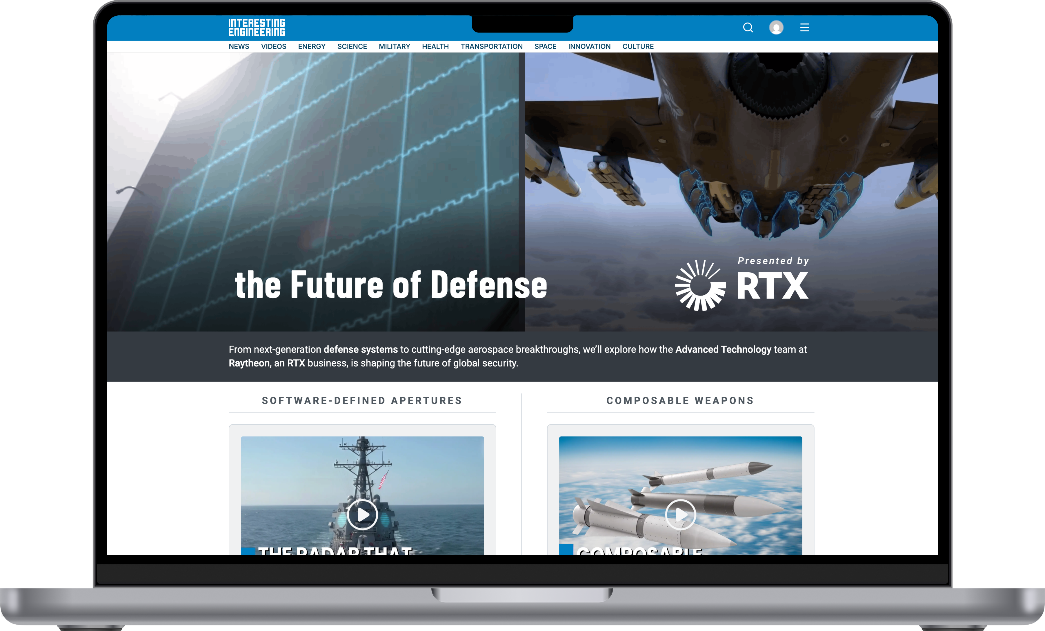 A sponsored Interesting Engineering campaign page presented by RTX