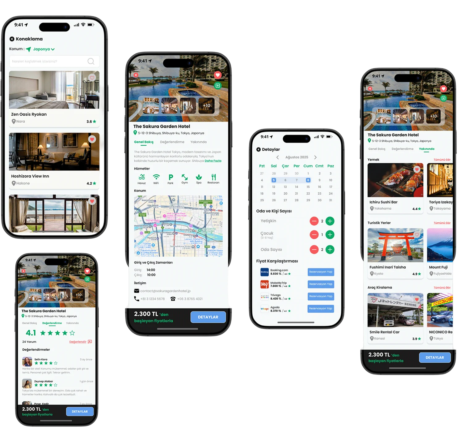 Vera accommodation list, hotel overview, reviews, availability and price comparison screens