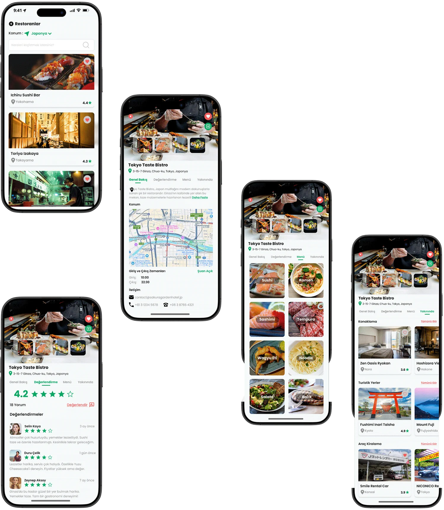 Vera restaurant list, restaurant overview, reviews, menu and nearby places screens