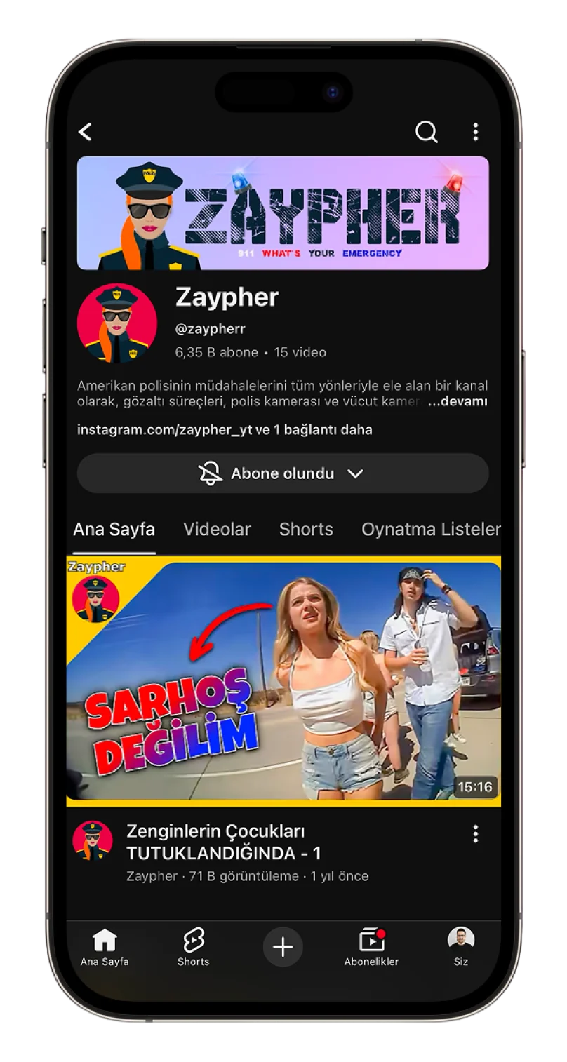Zaypher YouTube channel viewed on a mobile device