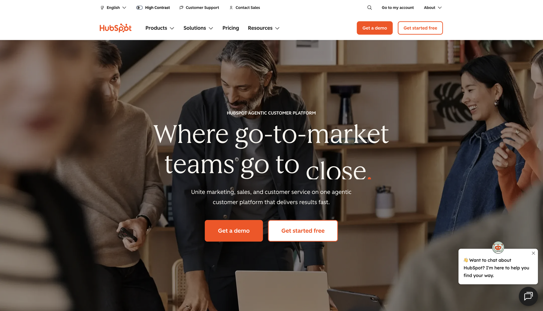 HubSpot platform homepage